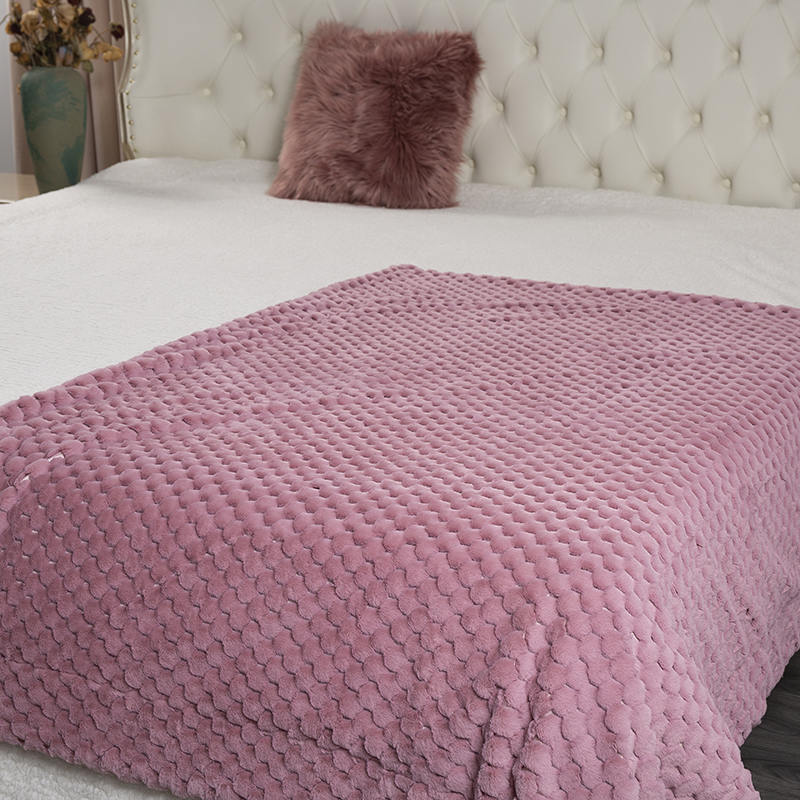 Manta de piel de conejo jacquard melocotón de 50*60 pulgadas